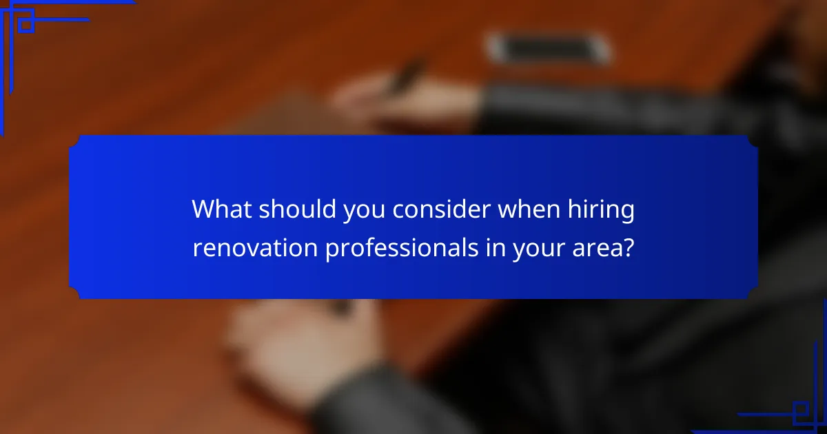 What should you consider when hiring renovation professionals in your area?