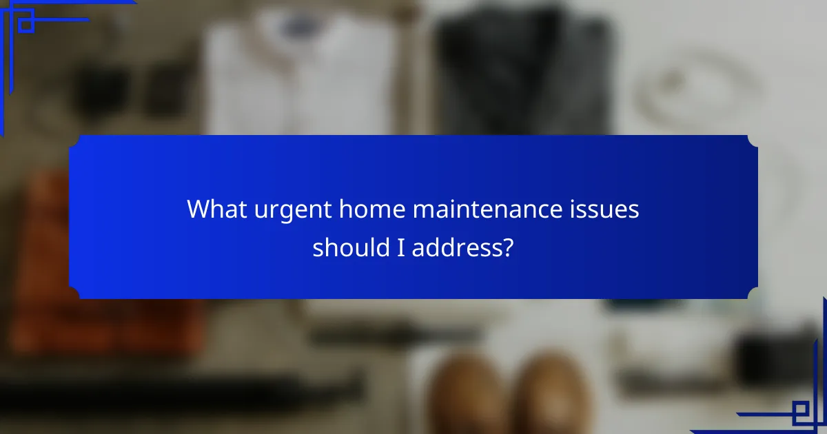 What urgent home maintenance issues should I address?